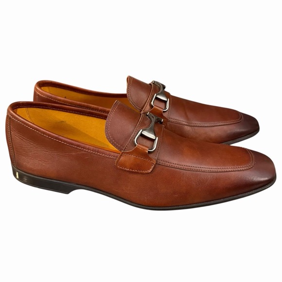 Magnanni Tazon Bit Loafers Cognac Brown Leather Mens 10 EU 43 Quiet Luxury